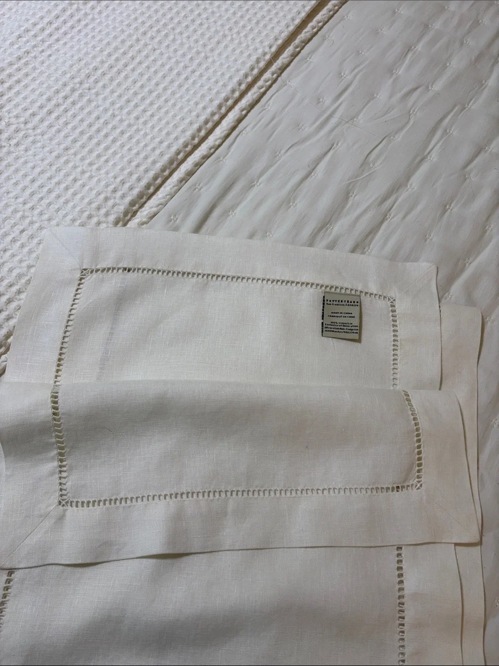 Pottery Barn Belgian Linen Table Runner in Classic Ivory - 16” X 108”